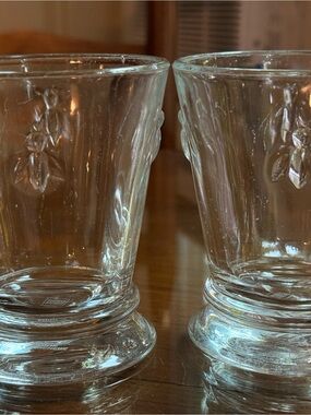 Clear Embossed Glass Tumblers - Set of 2
